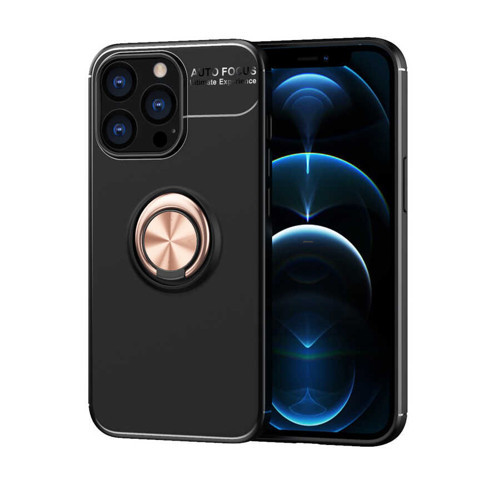 iPhone 13 Pro Max Uyumlu MKST Ravel Silikon Kılıf-Siyah-Rose Gold