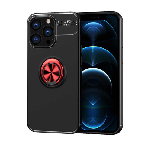 iPhone 13 Pro Max Uyumlu MKST Ravel Silikon Kılıf-Siyah-Kırmızı