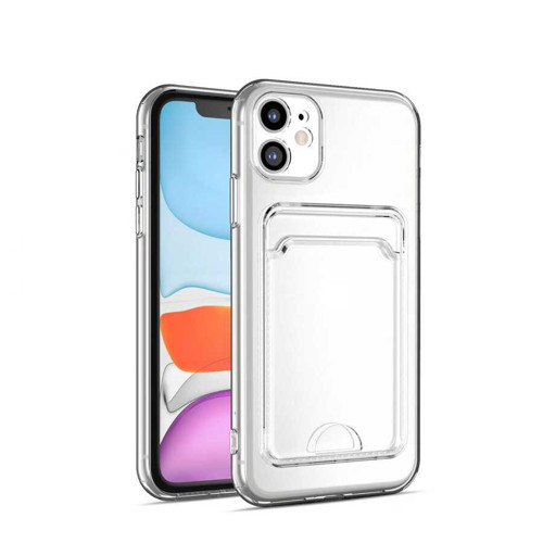 iPhone 11 Uyumlu Kartlıklı Şeffaf MKST Setra Clear Silikon Kılıf-Renksiz