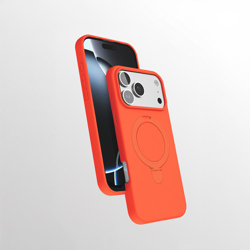 iPhone 17 Pro Kılıf M-safe Şarj Özellikli Standlı MKST Samara Kapak - Turuncu