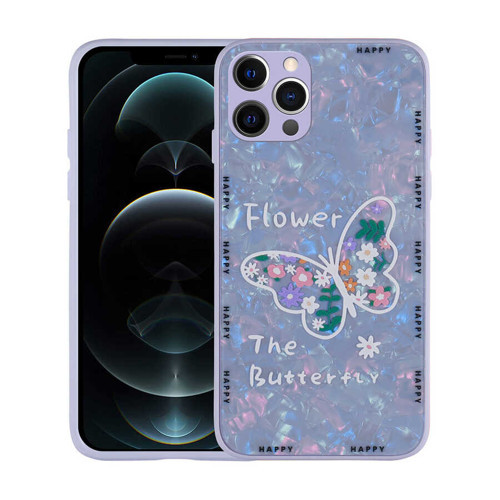 iPhone 13 Pro Uyumlu Desenli Sert Silikon MKST Mumila Kılıf-Lilac Flower
