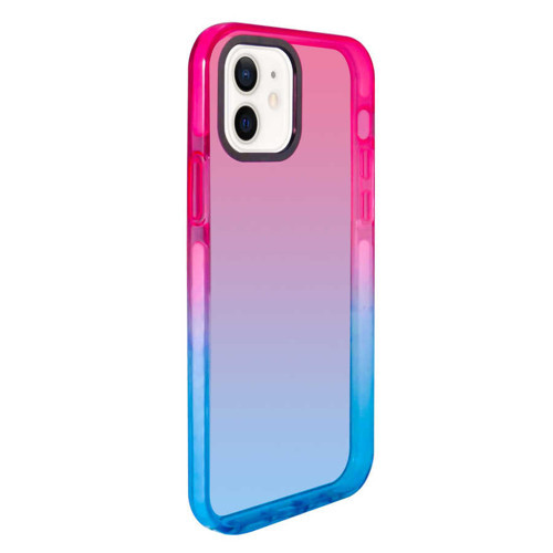 iPhone 12 Uyumlu MKST Renkli Punto Kılıf-Pembe-Mavi