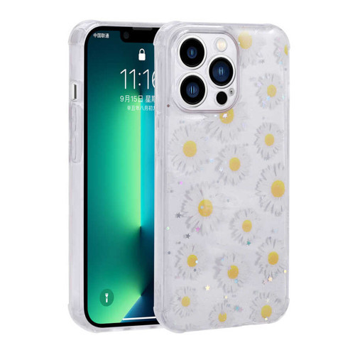 iPhone 13 Pro Max Uyumlu Simli Desenli Kamera Korumalı Parlak MKST Popy Kılıf-PaNSM-ya