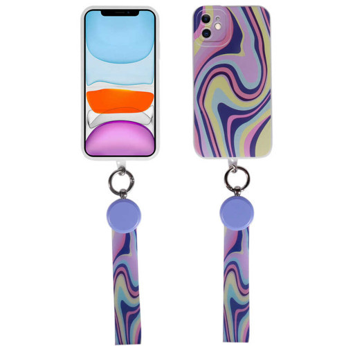 iPhone 11 Uyumlu Desenli El Askılı İpli MKST Arte Silikon Kılıf-NO3