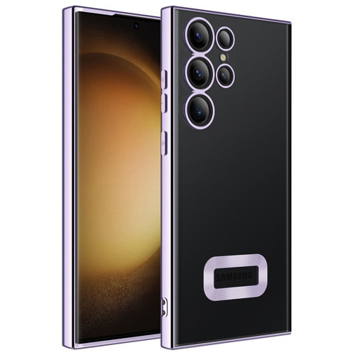 Galaxy S23 Ultra Uyumlu Kamera Korumalı Logo Gösteren MKST Omega Kılıf-Lila
