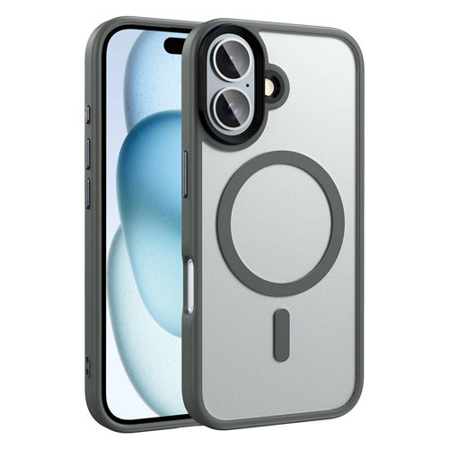 Apple iPhone 16 Kılıf Mat Arka Yüzey Wireless Şarj Özellikli MKST Flet Magsafe Kapak-Titanyum-Gri