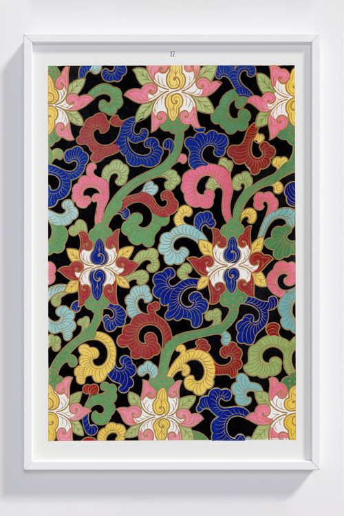 Renkli Çiçek Motifli Dekoratif Çerçeveli Poster - Modern Duvar Sanatı