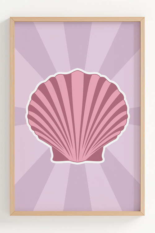 Pembe Deniz Kabuklu Çerçeveli Dekoratif Poster