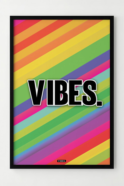 Renkli Çerçeveli Vibes Poster – Modern Duvar Dekoru, Enerjik Tasarım
