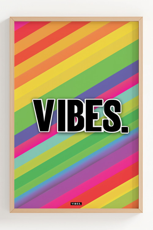 Renkli Çerçeveli Vibes Poster – Modern Duvar Dekoru, Enerjik Tasarım
