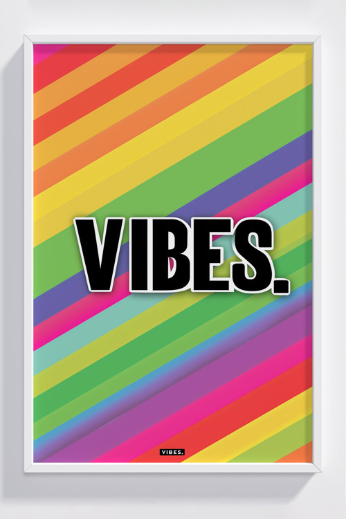 Renkli Çerçeveli Vibes Poster – Modern Duvar Dekoru, Enerjik Tasarım