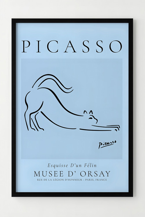Picasso Esquisse D’un Félin Mavi Minimalist Çerçeveli Poster Dekorasyonu