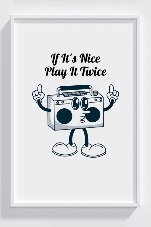 Nostaljik Müzik Temalı Çerçeveli Poster – Dekorasyon İçin Eğlenceli Duvar Sanatı