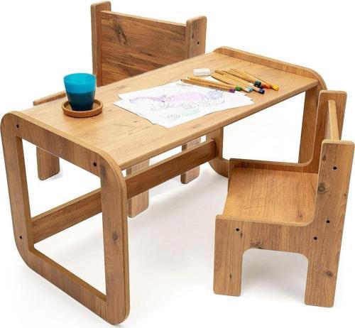 Ahşap Sandalyeli Montessori Çocuk Ders Çalışma Masası + 2 Sandalye Aktivite Masası Çocuk Ders Masası