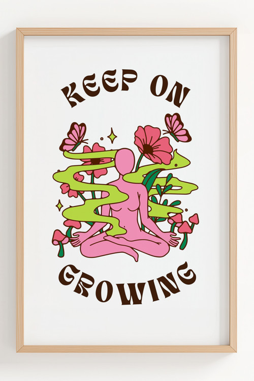 Çerçeveli Keep On Growing Doğa ve Meditasyon Temalı Dekoratif Poster
