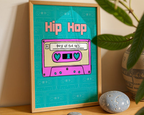90'lar Hip Hop Temalı Renkli Çerçeveli Poster Dekorasyonu