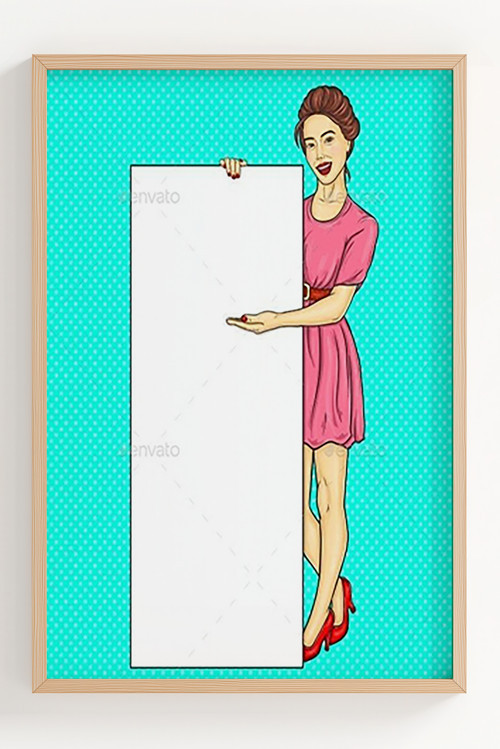 Modern Retro Kadın Çerçeveli Poster - Dekoratif Tablo, Duvar Sanatı