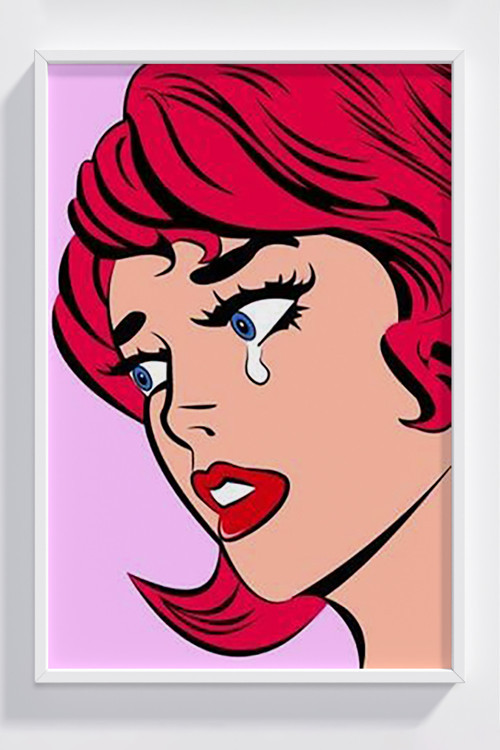 Pop Art Ağlayan Kadın Çerçeveli Modern Duvar Posteri