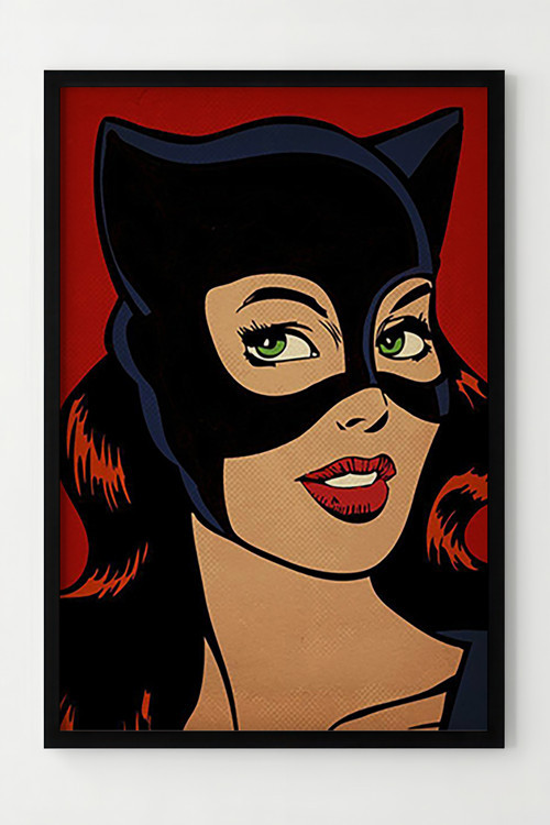 Çerçeveli Retro Catwoman Poster - Duvar Dekoru, Pop Art Tasarım