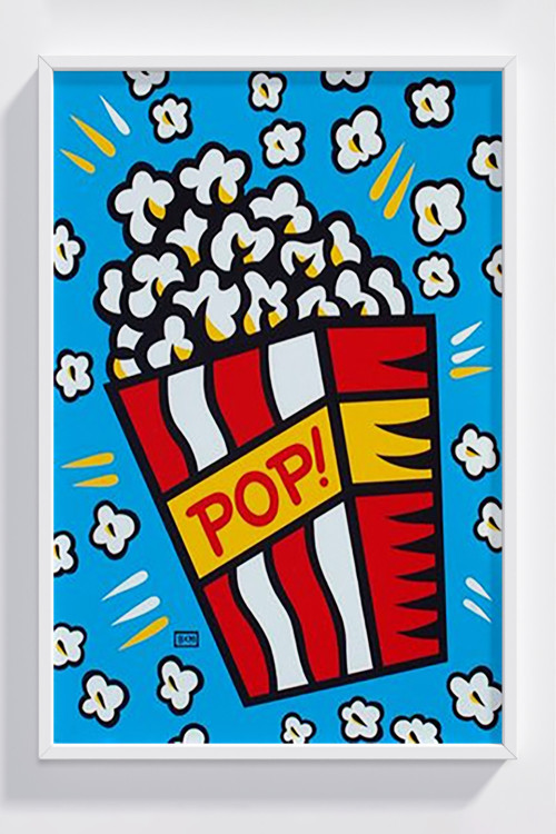 Çerçeveli Popcorn Patlamış Mısır Retro Duvar Posteri - Renkli Dekorasyon