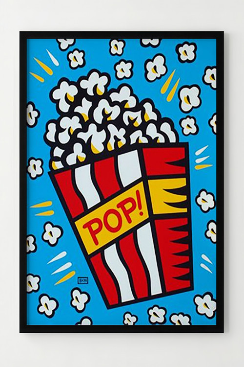 Çerçeveli Popcorn Patlamış Mısır Retro Duvar Posteri - Renkli Dekorasyon