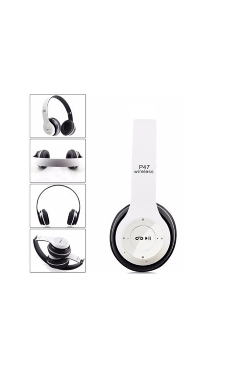 P47 Wireless Beyaz Bluetooth Kablosuz Kulaklık Mp3 Extra Bass