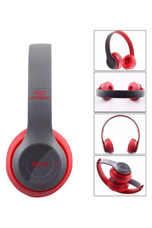 Kırmızı Katlanabilir Bluetooth Kablosuz Kulaklık