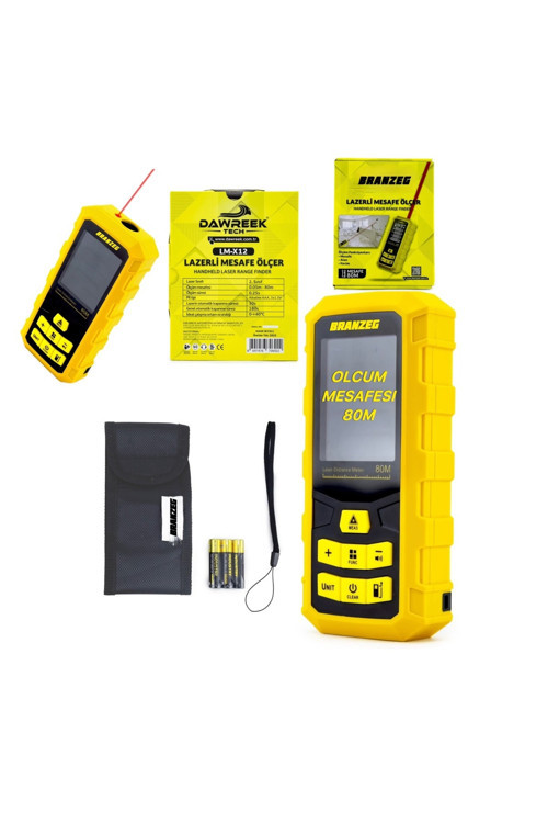 Lazer Metre Dijital Ölçüm Cihazı Mesafe 80M Pil Hediyeli