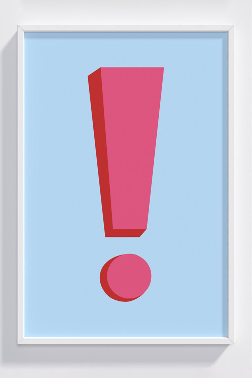 Modern Tasarım Ahşap Çerçeveli Pembe Ünlem İşareti Poster