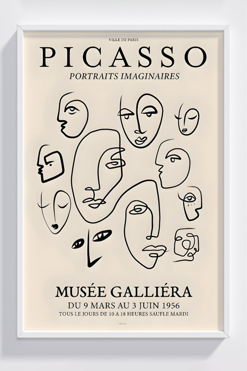 Picasso Modern Çerçeveli Sanat Poster Tablo - Minimalist Duvar Dekoru