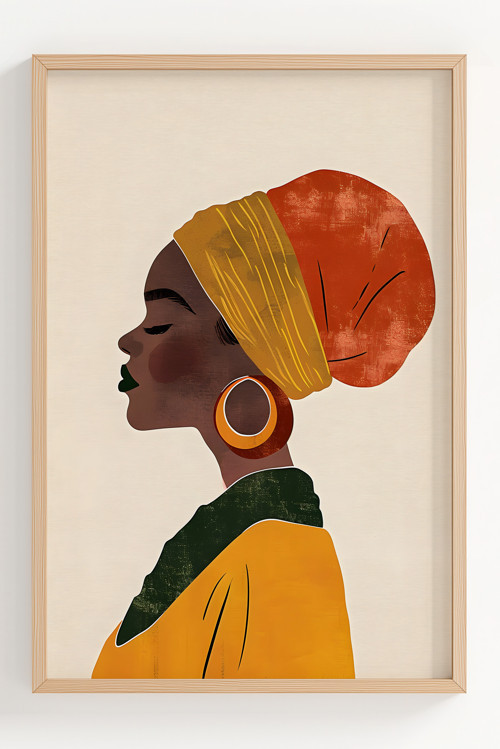 Modern Afrikalı Kadın Temalı Çerçeveli Dekoratif Poster