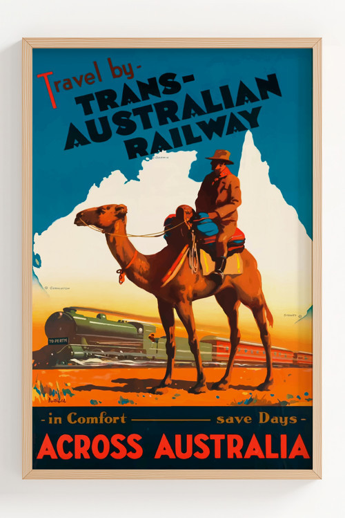 Australia Vintage Seyahat Poster Çerçeveli Dekoratif Tablo