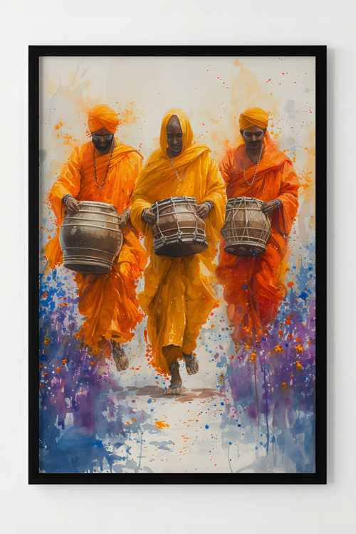 Renkli Hindu Tapınağı Bateri Çerçeveli Poster - Canlı Dekorasyon Tablosu