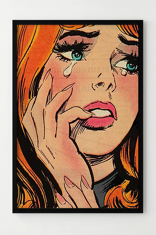 Çerçeveli Pop Art Ağlayan Kadın Dekoratif Poster