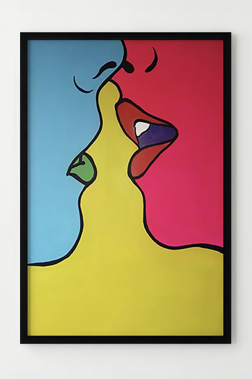 Renkli Modern Soyut Aşk Temalı Çerçeveli Duvar Posteri