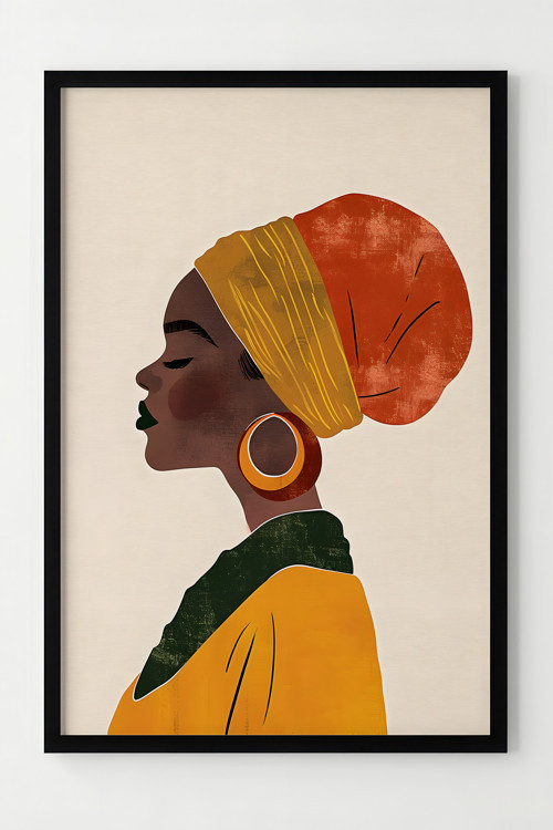 Modern Afrikalı Kadın Temalı Çerçeveli Dekoratif Poster