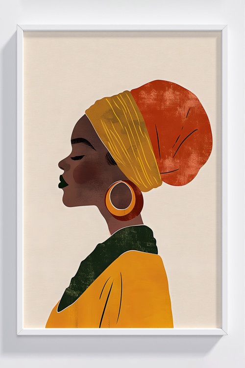 Modern Afrikalı Kadın Temalı Çerçeveli Dekoratif Poster
