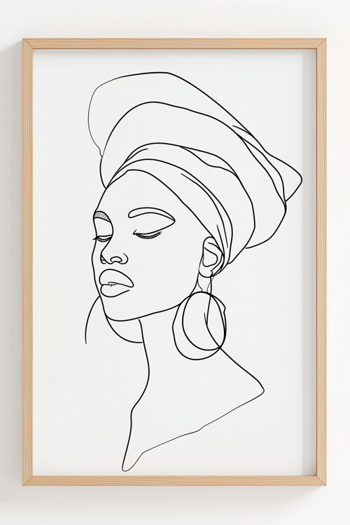 Minimal Siyah Beyaz Kadın Portresi Çerçeveli Modern Poster