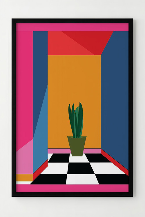 Renkli Modern Minimalist Bitki Desenli Çerçeveli Poster Dekorasyonu