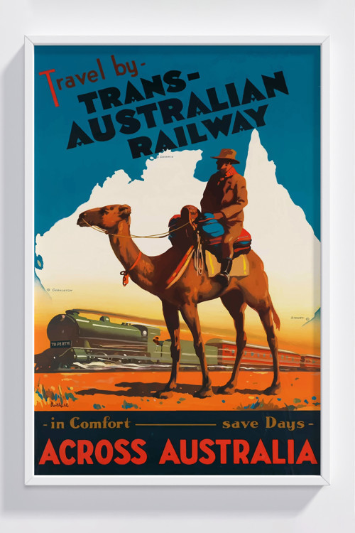 Australia Vintage Seyahat Poster Çerçeveli Dekoratif Tablo