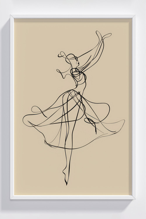 Modern Minimalist Dansçı Çizgisel Çerçeveli Poster - Şık Duvar Dekoru