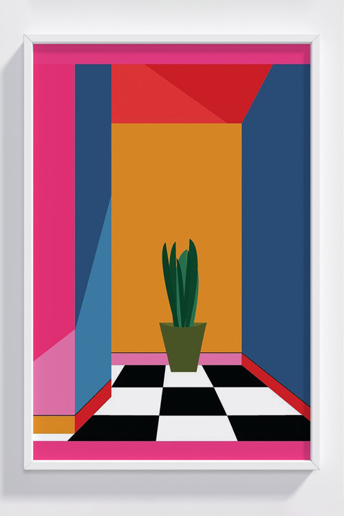 Renkli Modern Minimalist Bitki Desenli Çerçeveli Poster Dekorasyonu