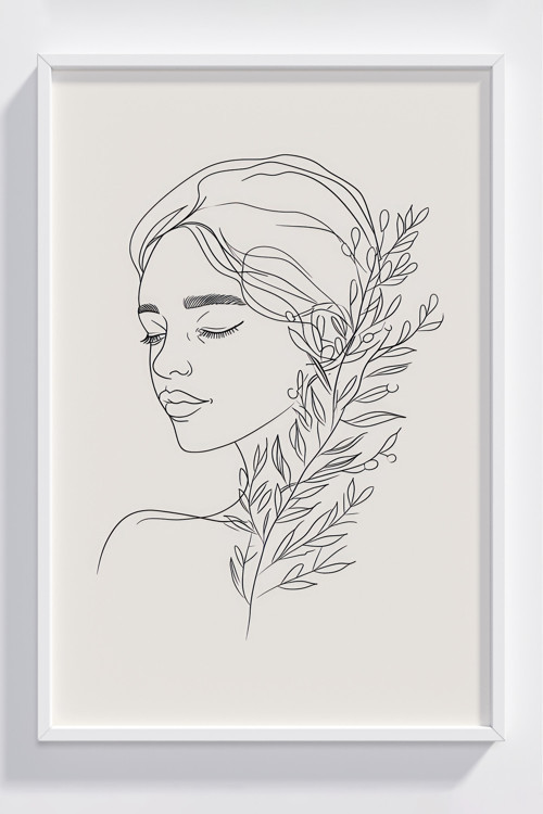 Minimalist Çizgisel Kadın Figürlü Çerçeveli Poster - Modern Dekorasyon Sanatı