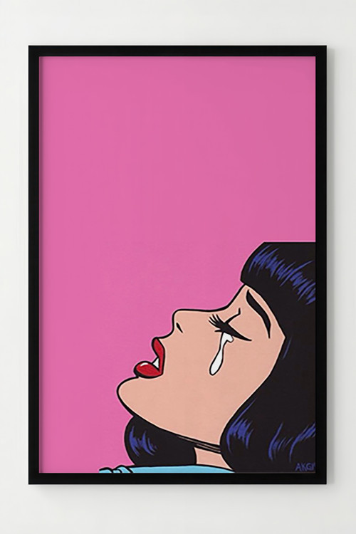 Modern Pop Art Çerçeveli Ağlayan Kadın Poster - Dekoratif Duvar Sanatı