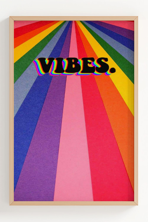 Renkli Retro Vibes Çerçeveli Poster - Modern Duvar Dekoru