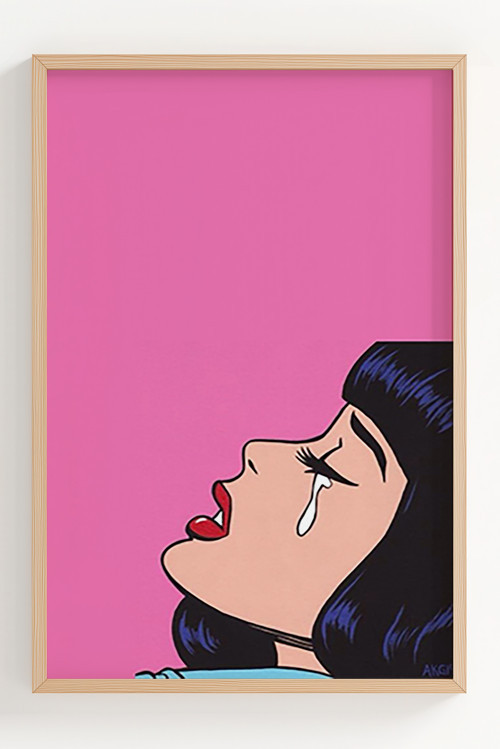 Modern Pop Art Çerçeveli Ağlayan Kadın Poster - Dekoratif Duvar Sanatı