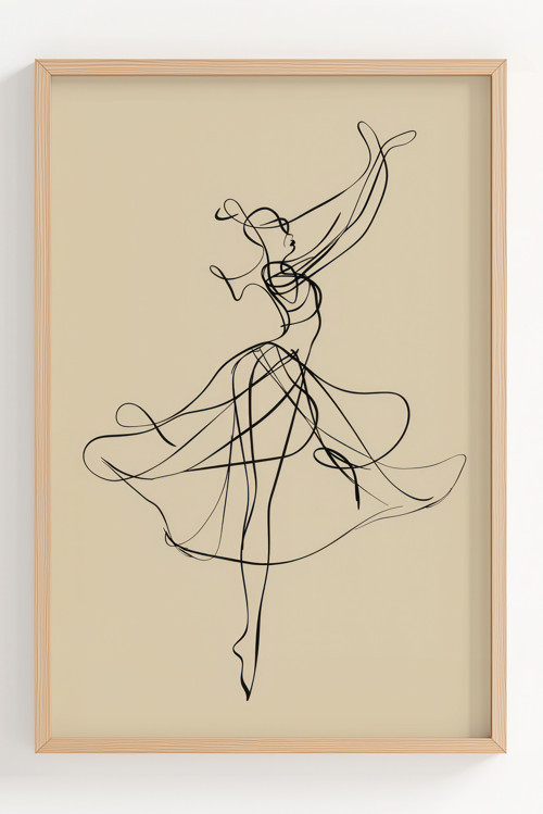 Modern Minimalist Dansçı Çizgisel Çerçeveli Poster - Şık Duvar Dekoru
