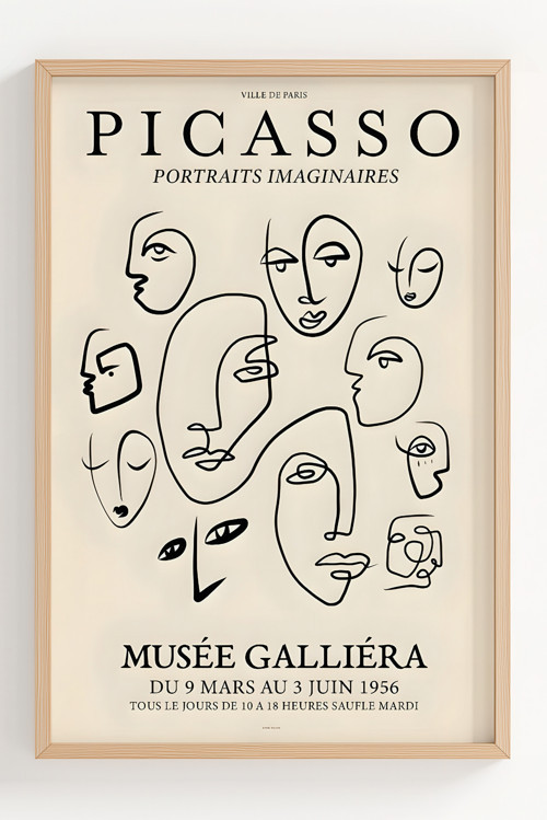 Picasso Modern Çerçeveli Sanat Poster Tablo - Minimalist Duvar Dekoru