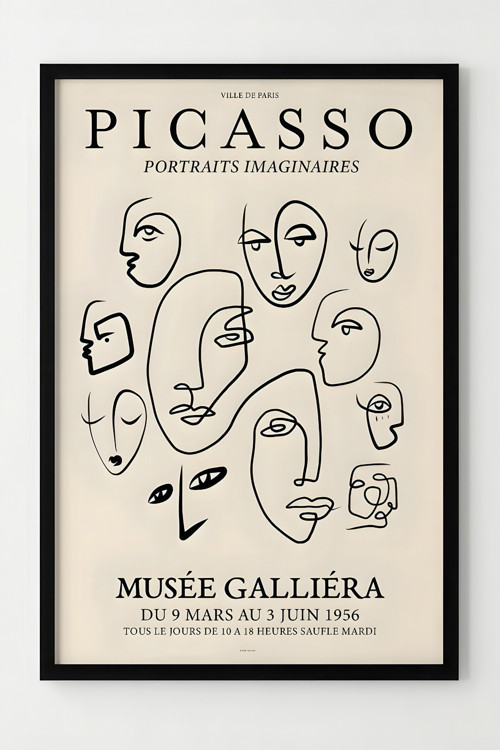 Picasso Modern Çerçeveli Sanat Poster Tablo - Minimalist Duvar Dekoru