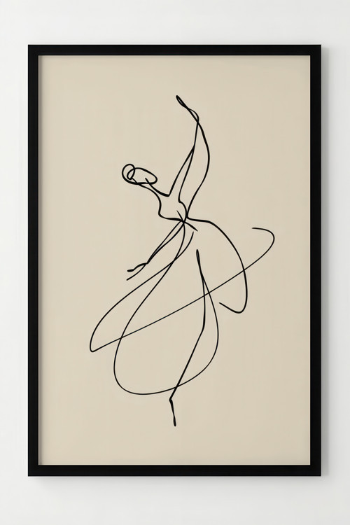 Minimalist Bale Dansçısı Çerçeveli Poster - Modern Duvar Dekoru